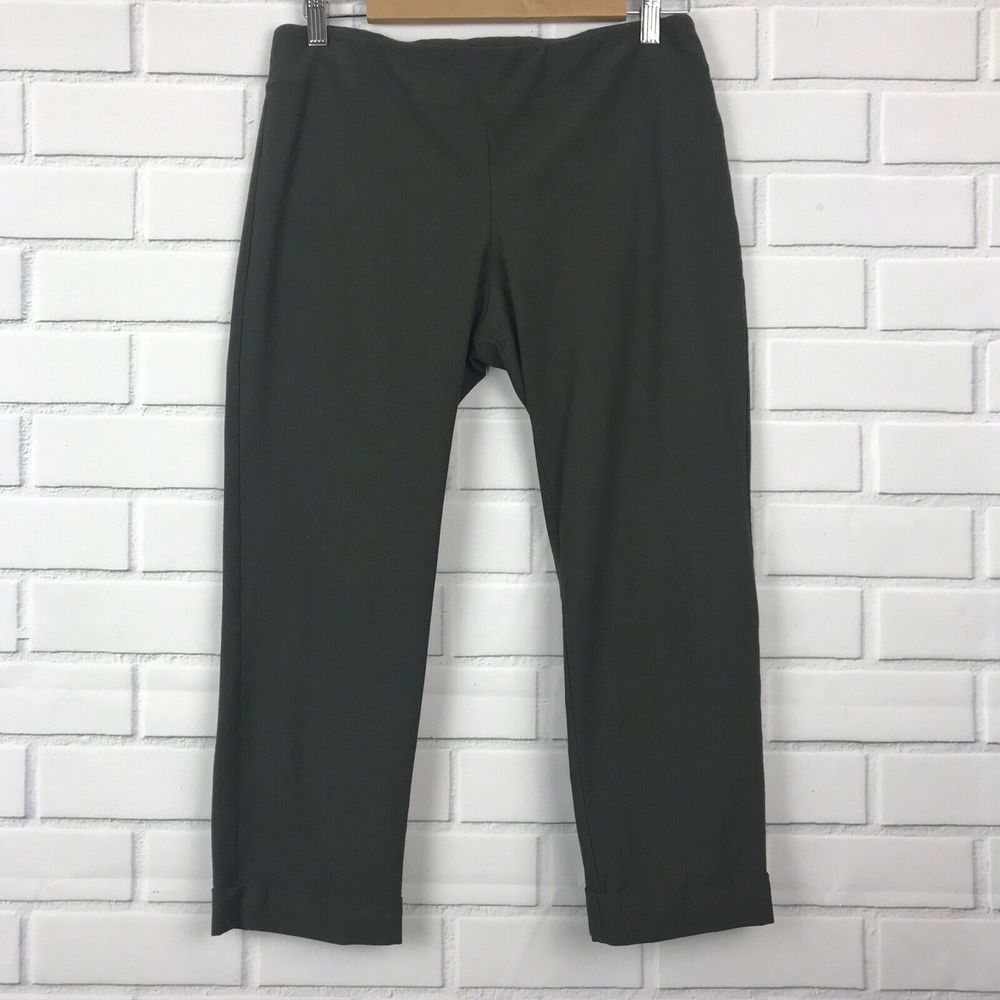 Eileen Fisher Green Cuffed Cropped Pants Small